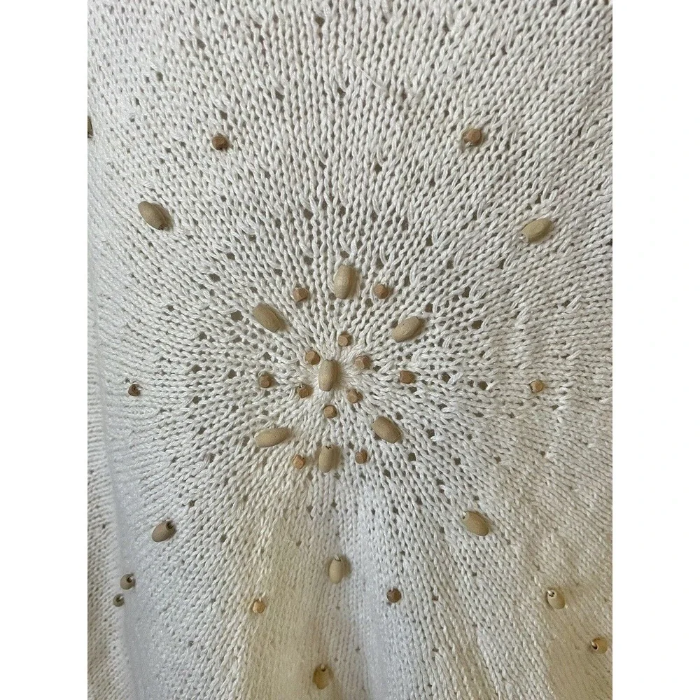 Kasper Ivory White Sand Beaded Sleeveless Women's Sweater Blouse Top Size L - Picture 4 of 5